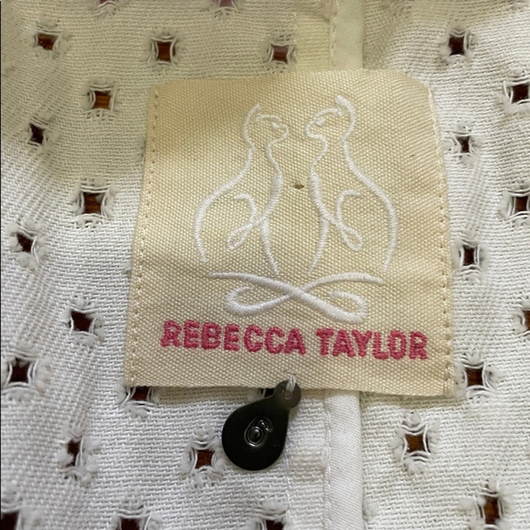 Rebecca Taylor Women’s Size 8 Designer Eyelet White Moto Peplum Zip Up Jacket - Picture 4 of 8